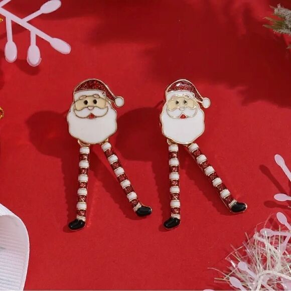 🎅🏻 Betsey Johnson Festive Holly Jolly Santa dangling movable legs earrings 🎅🏻 - Picture 7 of 9